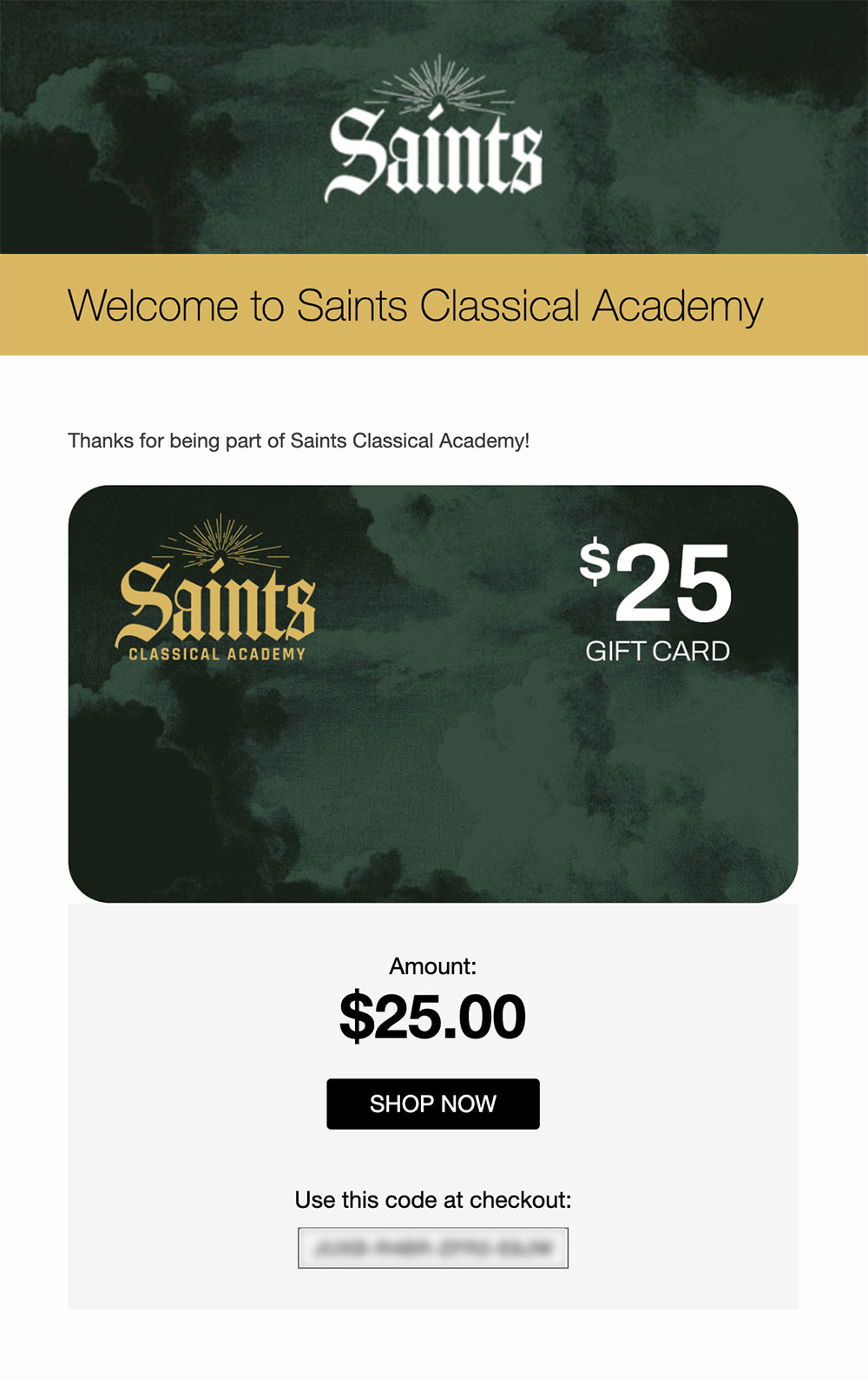 Saints Classical Gift Card